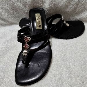 Brighton Women's Black Sandals with Silver Accents